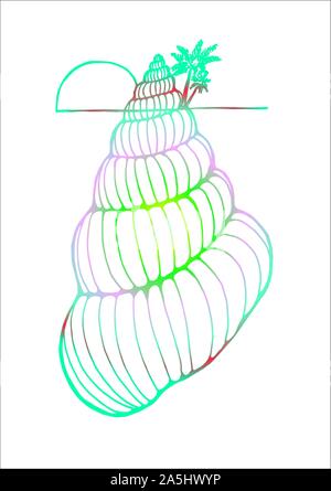 Farbe Abbildung: eine Shell mit einer Palme. Logo Stock Vektor