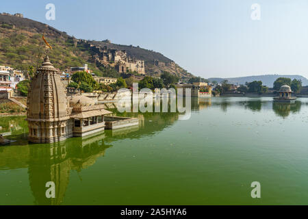 Taragarh Fort und Nawal Sagar See in Bundi. Rajasthan. Indien Stockfoto