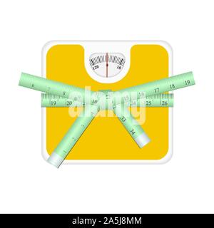 Waagen mit einem Zentimeter Band gebunden. Vector Illustration auf weißem Hintergrund Stock Vektor