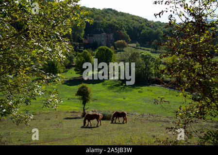 Landschaft im Tal der Dordogne in Frankreich in der Nähe von Castelnau-Bretenoux Stockfoto