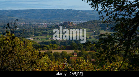 Landschaft im Tal der Dordogne in Frankreich in der Nähe von Castelnau-Bretenoux Stockfoto