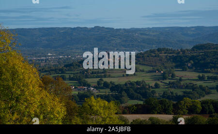 Landschaft im Tal der Dordogne in Frankreich in der Nähe von Castelnau-Bretenoux Stockfoto