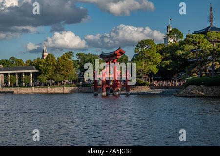 Orlando, Florida. Oktober 10, 2019. Panoramablick auf Japan Pavillion in Epcot Stockfoto