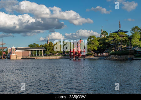 Orlando, Florida. Oktober 10, 2019. Panoramablick auf Japan Pavillion in Epcot Stockfoto