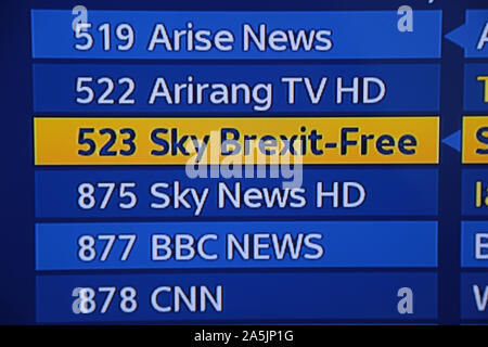 Sky News startet eine Brexit freie Nachrichten kanal Sky-TV Stockfoto