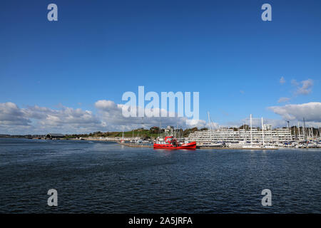 Mayflower Marina, Richmond, Devonport, Plymouth und in der Ferne den Berg Weisen und Mutton Cove. Stockfoto