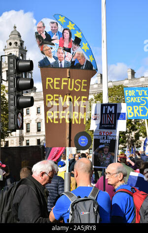 Brexit Menschen Abstimmung März, London, 19. Oktober 2019 GROSSBRITANNIEN Stockfoto