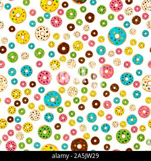 Abbildung auf Thema große farbige Nahtlose donut Muster, Art der Tapete für Wände. Nahtlose Muster bestehend aus Sammlung Donuts, Zubehör bei Stock Vektor