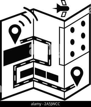Intelligenter GPS-route Symbol, einfachen Stil Stock Vektor