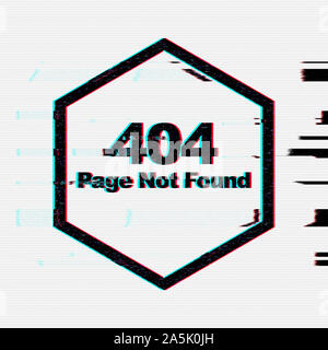 Kreative Abbildung: Fehler 404 mit glitch Effekt auf dem Bildschirm. Stockfoto
