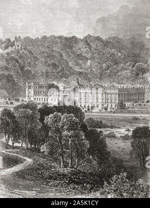 Chatsworth House, Derbyshire, England, hier im 19. Jahrhundert. Aus dem Englischen Bilder, veröffentlicht 1890. Stockfoto