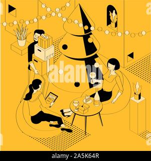 Neues Jahr in das moderne Büro Stock Vektor