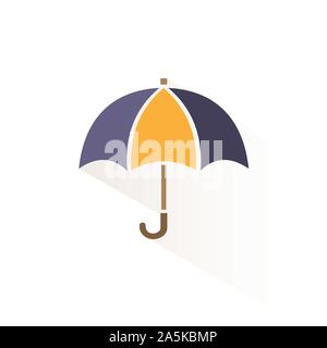 Regenschirm Farbe Symbol mit Schatten. Flache Vector Illustration Stock Vektor
