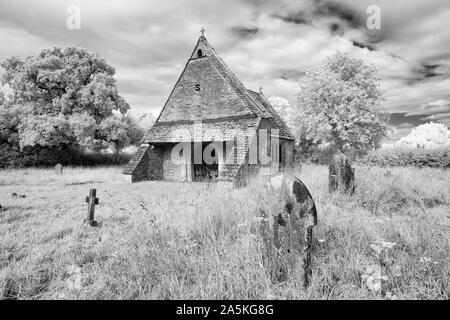 Die alte Kanzel in der Nähe von Leigh in Wiltshire - ein kleiner Teil einer größeren Kirche nach dem Hauptgebäude nach links bewegt wurde eine Meile entfernt in 1896 Stockfoto