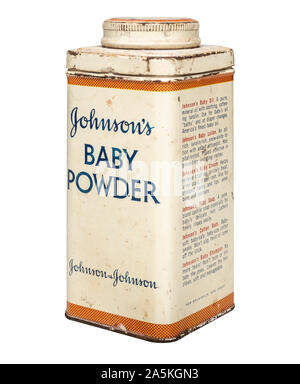 1950 J&J Baby Powder Zinn Stockfoto