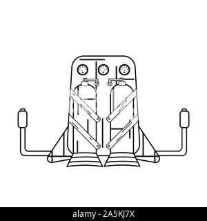 Jetpack in lineart Style auf weißem Hintergrund gezeichnet Stock Vektor