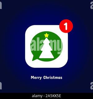 Weihnachtsbaum Icon mit Benachrichtigung in flacher Bauweise Stock Vektor