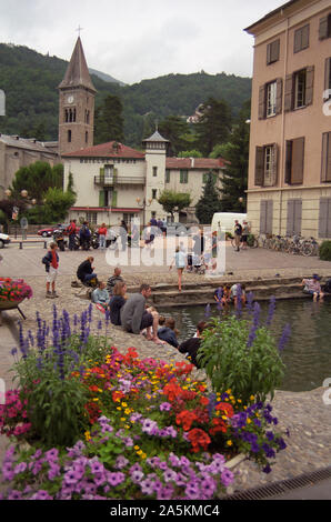 Bassin des Ladres (Aussätzigen' Teich), Ax-les-Thermes, Ariège, Royal, Frankreich: Eine schwefelhaltige Pool von heißen Quellen mitten in der Stadt eingezogen Stockfoto