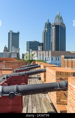 Mobile, Alabama, USA Stadtbild und historische fort. Stockfoto