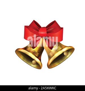 Vector Illustration der glänzenden golden Christmas Bells Stock Vektor