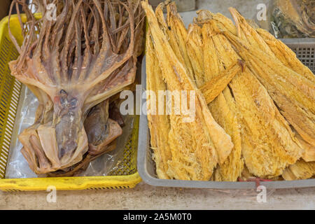 Chinesische Küche getrockneten Tintenfisch am Fischmarkt Stockfoto