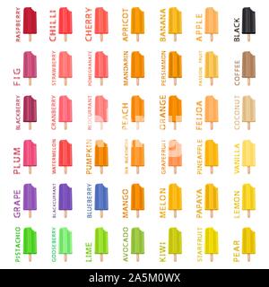 Großen bunten verschiedene natürliche Eis, Struktur icecream verschiedener Größe. Icecream bestehend aus Sammlung Mahlzeit, Eis für die biologische Mutter Stock Vektor