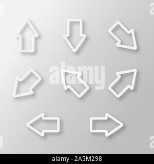 Der weiße Pfeile mit Schatten. Vector Illustration. Stock Vektor