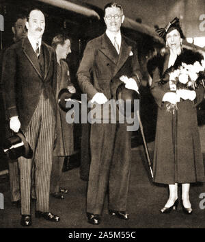 1937 Foto während der Krönung von König George VI. von Großbritannien übernommen. Royal Gäste Krone Prinz & Prinzessin von Schweden mit Herzog von Gloucester. Stockfoto