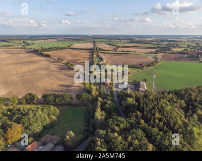 Luftbild des historischen Hollenbek, Deutschland, ein WW2 Bombardierung. Stockfoto