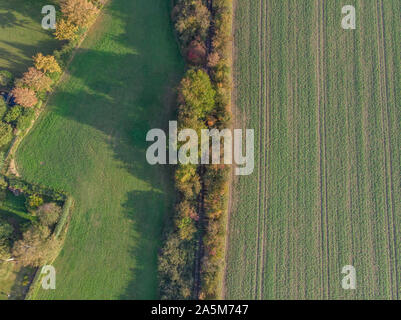 Vogelperspektive auf einige verlassen Gleisen in der Landschaft Stockfoto