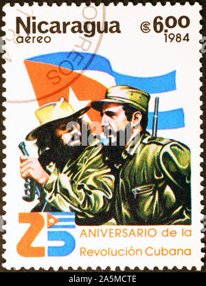 Fidel Castro und Che Guevara auf Briefmarke von Nicaragua