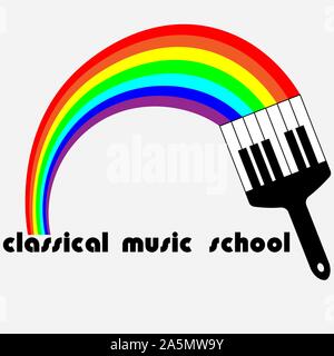 Kunst Logo der klassischen Musik aus dem Regenbogen und Piano keys Stock Vektor