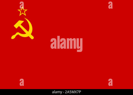 Eine UDSSR Flagge Hintergrund rot gelb hammer Sichel CCCP Stockfoto