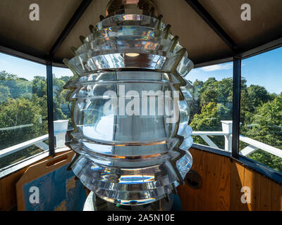 Leuchtturm Lampe, Pottawatomie Leuchtturm, Rock Island State Park, Door County, Wisconsin. Stockfoto