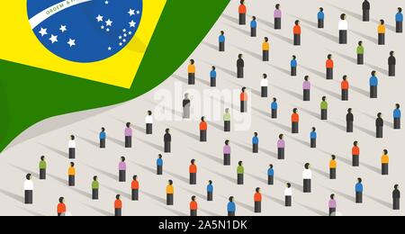 Jubiläum der brasilianischen Unabhängigkeit und Einheit. Menschen in Brasilien Menge Gruppe von Menschen gemeinsam protestieren bei der Sammlung stehen Stock Vektor