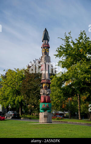 Victoria, British Columbia, Kanada. Totem Pole. Wissen totem. Stockfoto