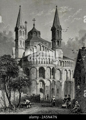 Kirche der Apostel in Köln, Deutschland, ca. 1832 Stockfoto