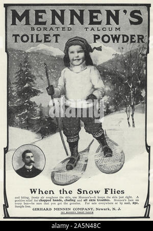 Mennen's Boriertem Talkum wc Pulver Werbung, 1906 Stockfoto