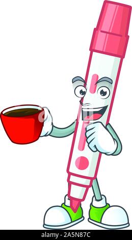 Trinken in Schale Symbol rot White Board marker mit Maskottchen Stock Vektor