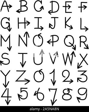 Hand zeichnen Pfeil font Stock Vektor