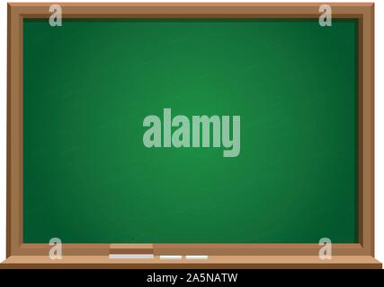 Grüne Tafel mit schiefertafel und Radiergummi auf weißem Hintergrund Stock Vektor