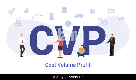 Cvp kosten Band profit Konzept mit großen Word oder Text und Team Menschen mit modernen Flat Style-Vector Illustration Stockfoto