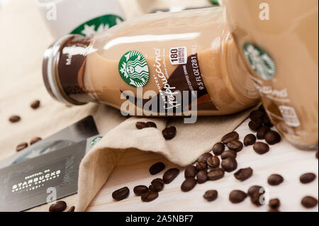 BANGKOK, THAILAND - 03. MÄRZ 2017: Flasche Starbucks Frappuccino trinken Kaffee 9,5 Unze. Stockfoto