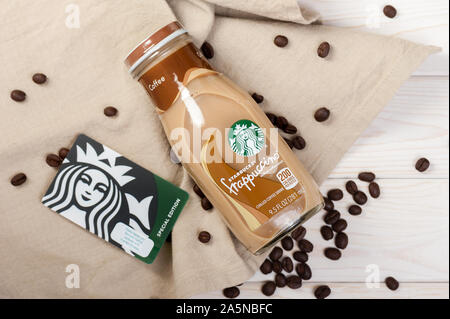BANGKOK, THAILAND - 03. MÄRZ 2017: Flasche Starbucks Frappuccino trinken Kaffee 9,5 Unze. Stockfoto