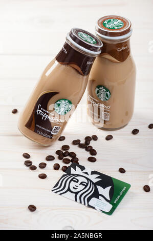 BANGKOK, THAILAND - 03. MÄRZ 2017: Flasche Starbucks Frappuccino trinken Kaffee 9,5 Unze. Stockfoto