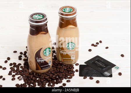 BANGKOK, THAILAND - 03. MÄRZ 2017: Flasche Starbucks Frappuccino trinken Kaffee 9,5 Unze. Stockfoto