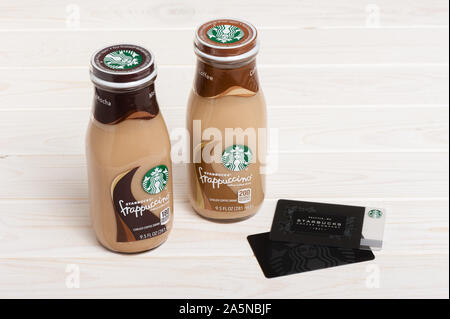 BANGKOK, THAILAND - 03. MÄRZ 2017: Flasche Starbucks Frappuccino trinken Kaffee 9,5 Unze. Stockfoto