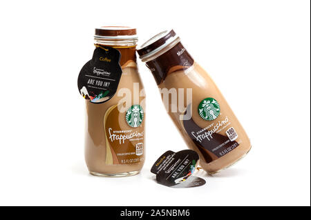 BANGKOK, THAILAND - 03. MÄRZ 2017: Flasche Starbucks Frappuccino trinken Kaffee 9,5 Unze. Stockfoto