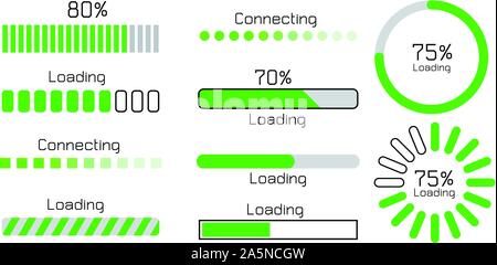 Grün Laden und Anschließen zeichen Icon Set Stock Vektor