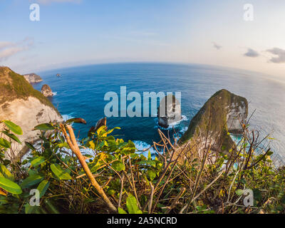 Manta-Bucht oder Kelingking Strand auf Nusa Penida Insel, Bali, Indonesien Stockfoto